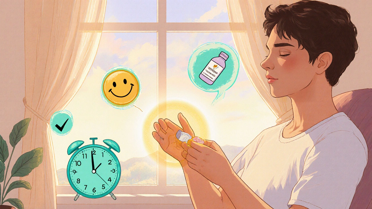 Patient at home applying gel, showing relief and reduced opioid need.